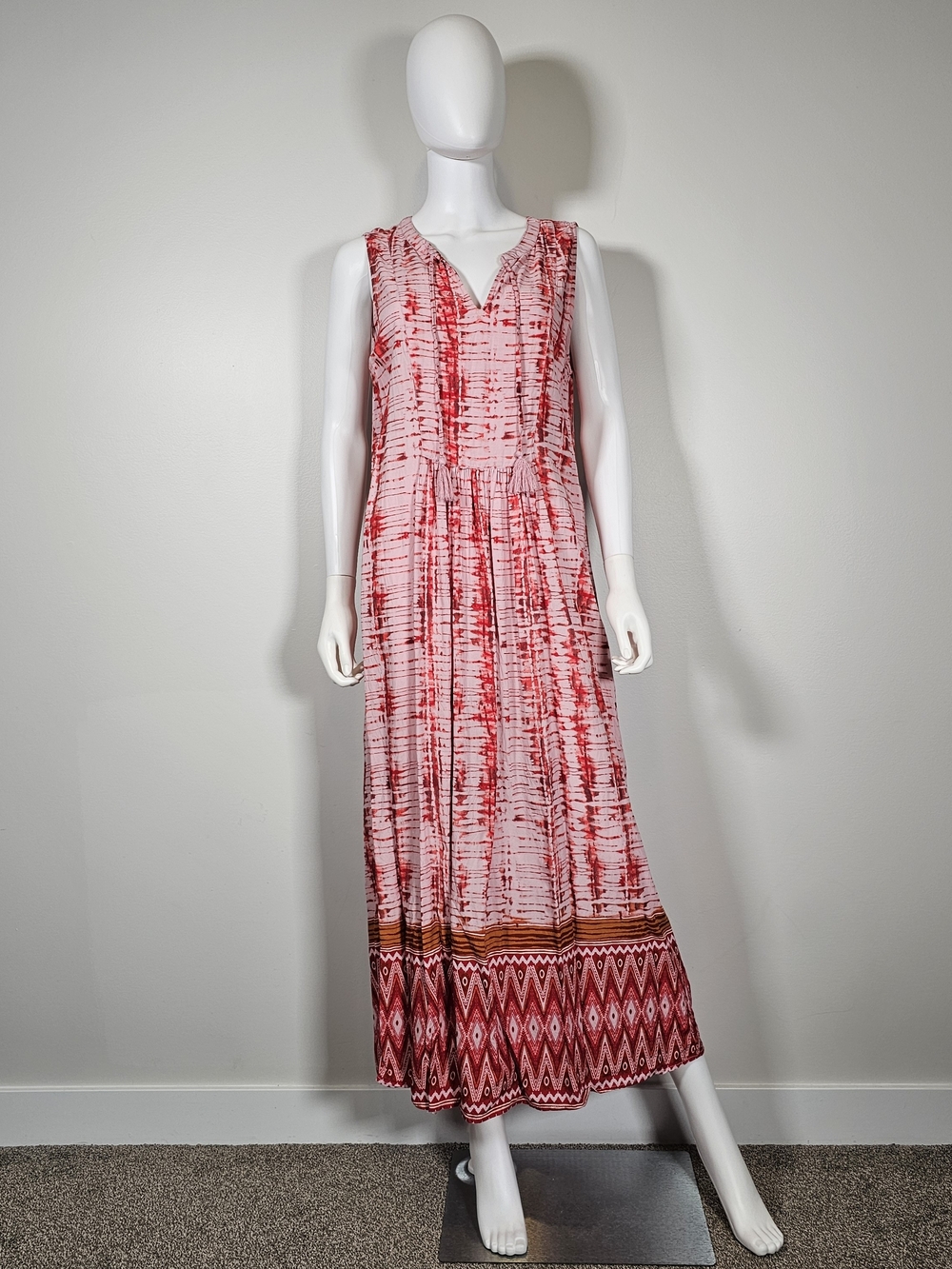 beachlunchlounge Pink and Red Printed Sleeveless Maxi Dress Sz L